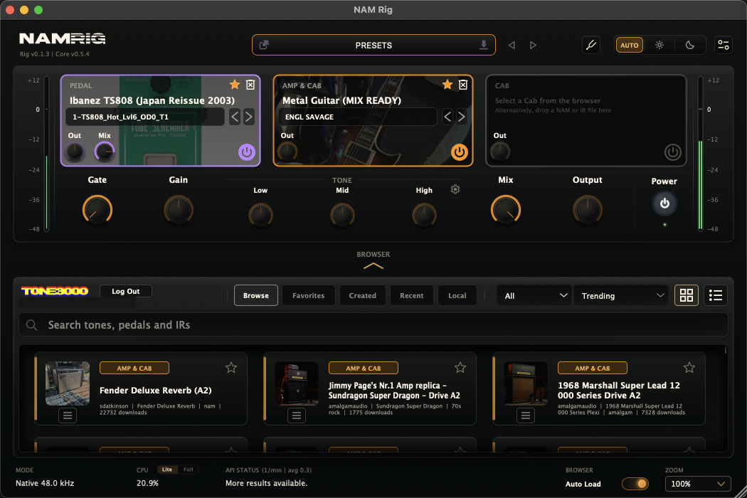 Preset menu