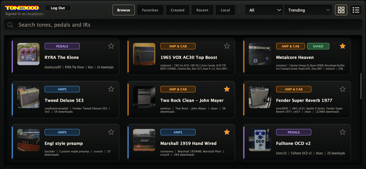 Tone3000 model browser inside NAM Rig